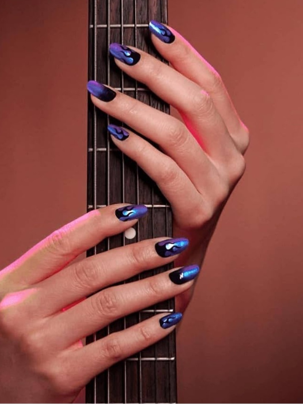 *Exclusive* Color Street: Hall of Flame | Blue Black Fire Shimmer Party Goth - Picture 6 of 15
